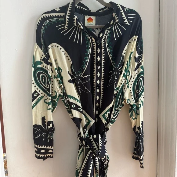 FARM Rio | Dresses | Farm Rio Black And Green Midi Dress | Poshmark
